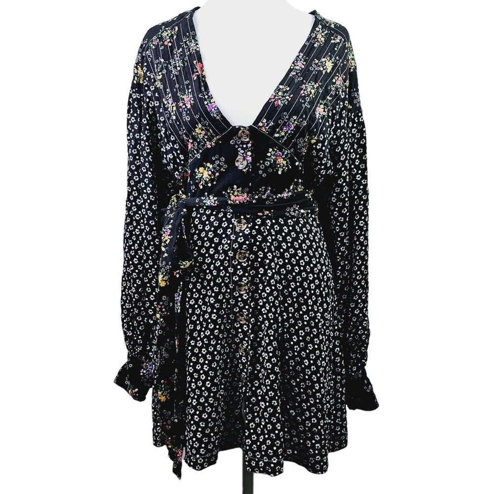 Free People Women's Floral Wonderland A-line Dress, Black, Sz S - Picture 2 of 13